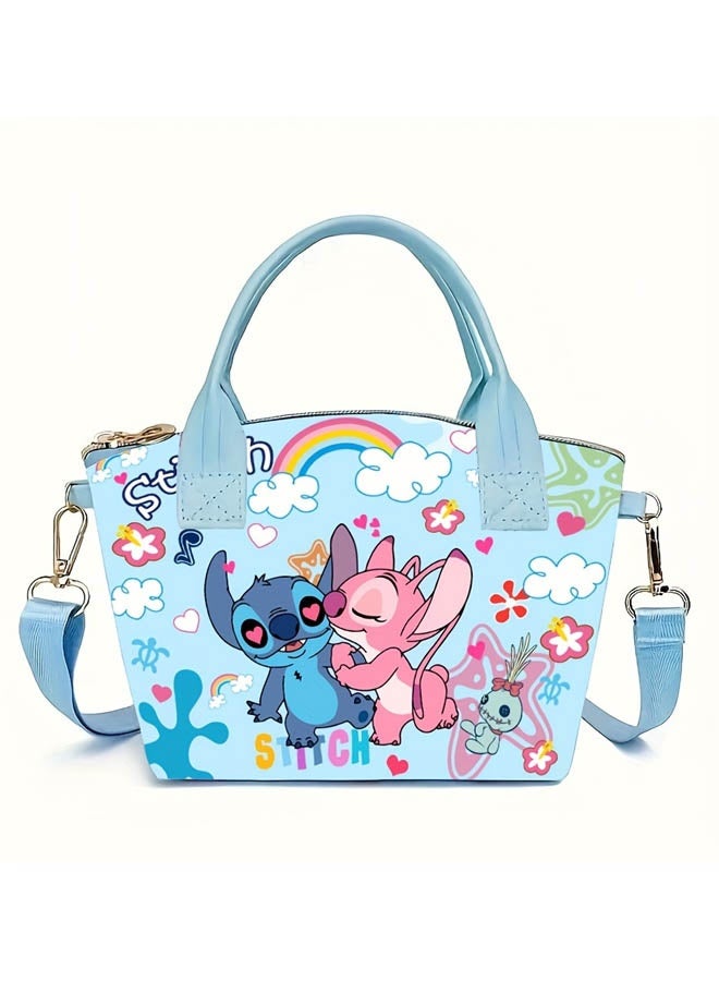 الكرتون الأزرق غرزة الجلود الاطفال حقيبة كروسبودي حقيبة حمل عارضة - Image 2